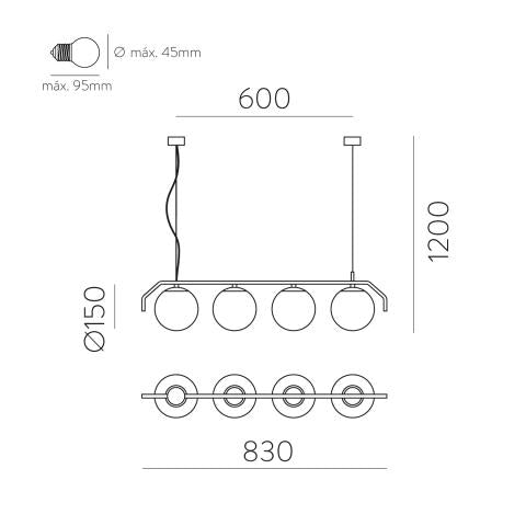 Acb - Maui Lampadario 4 Luci