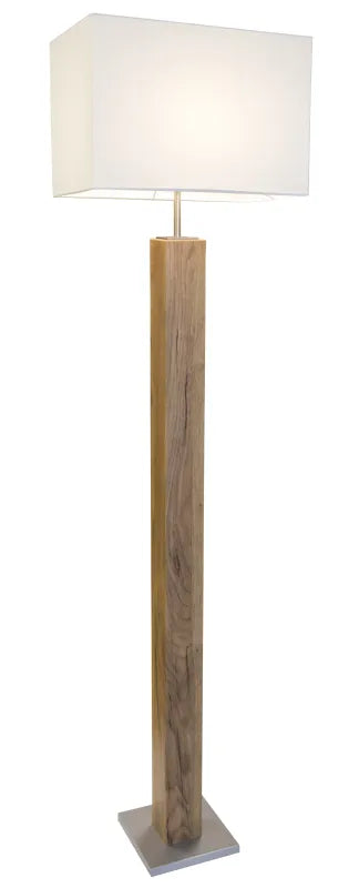 Lampada da Terra GUMP Globo Lighting in Legno Chiaro e Paralume Tessile Beige