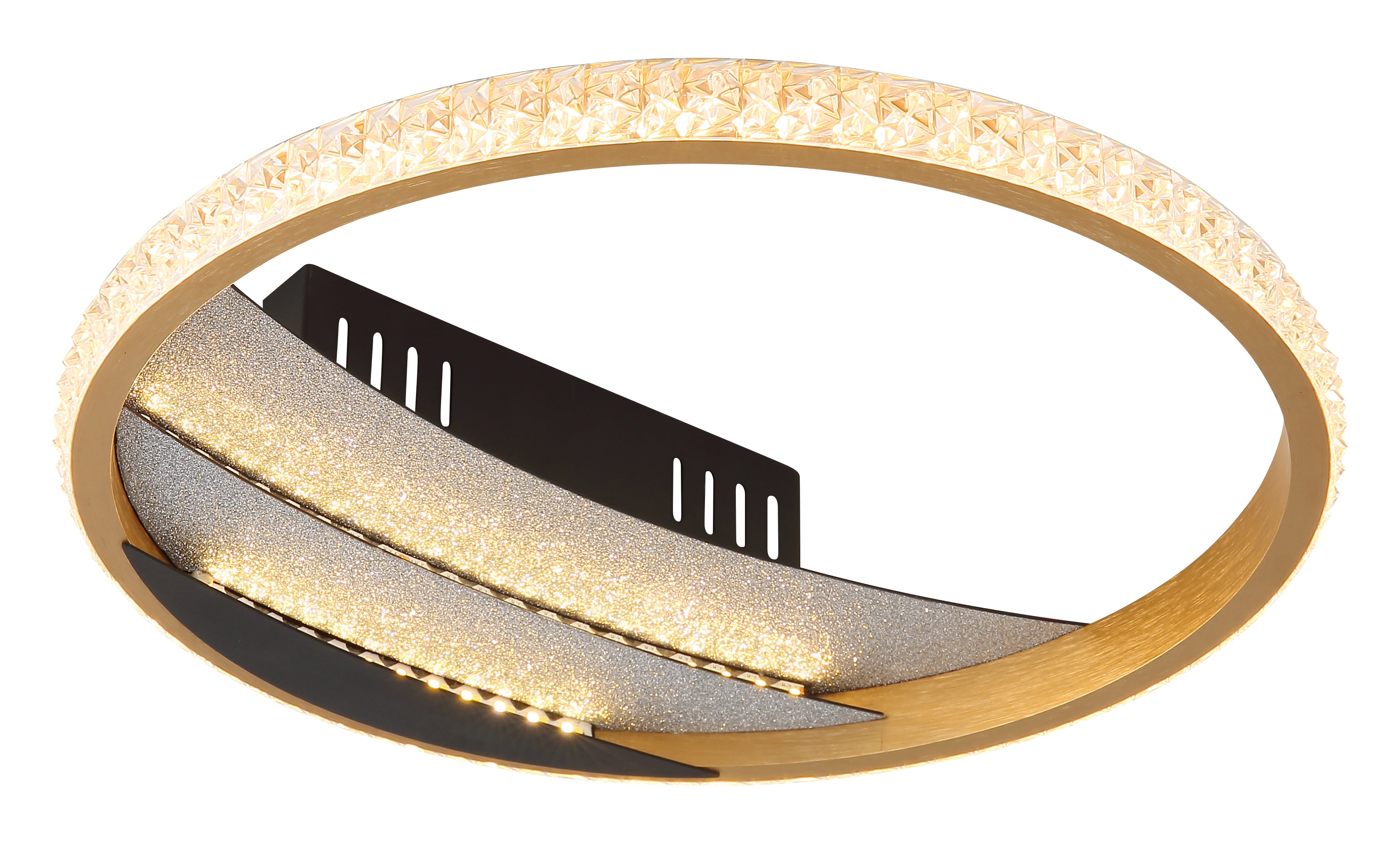 Globo Lighting CONSTANCE 48493-12 – Plafoniera LED rotonda in oro spazzolato e cristalli