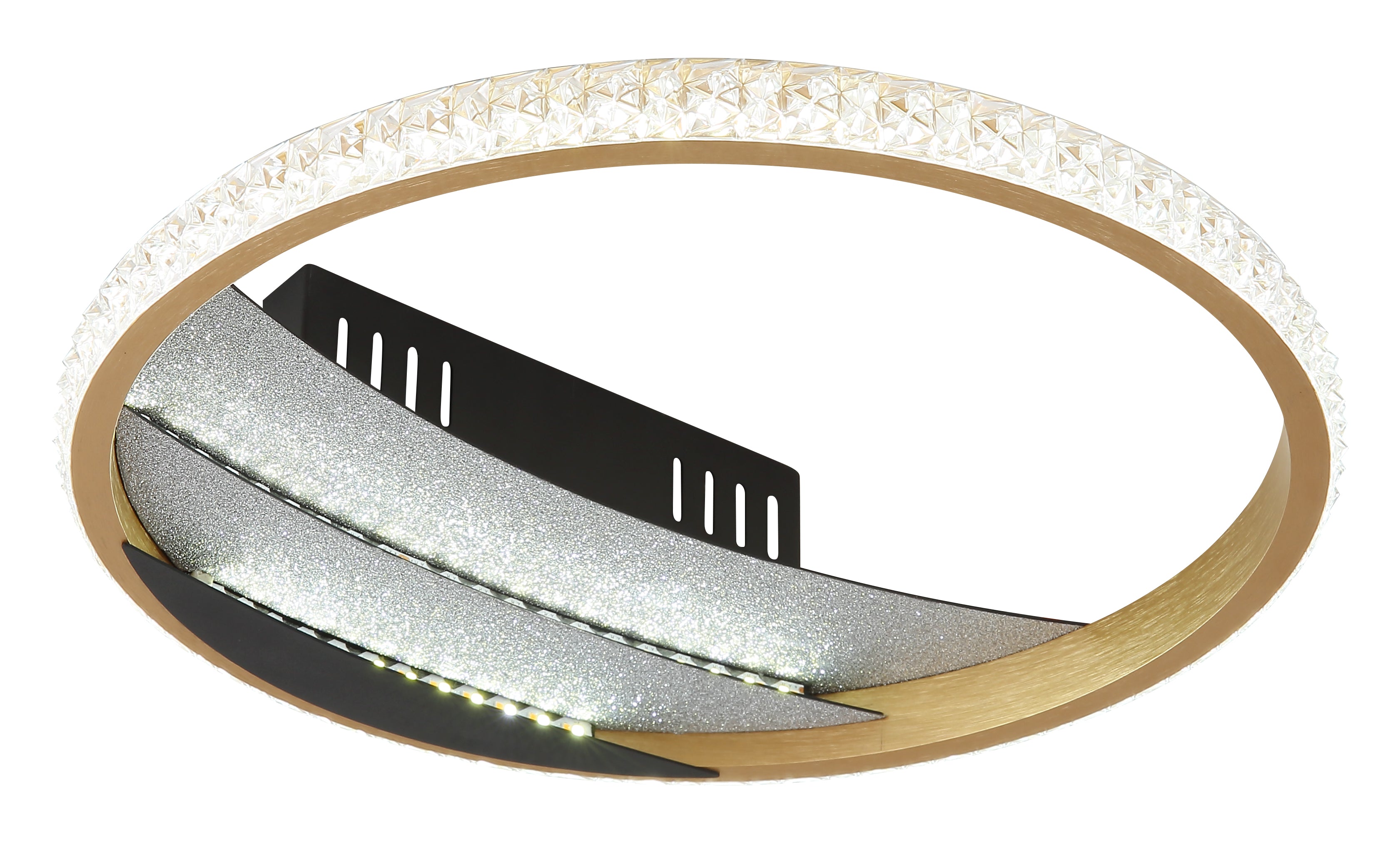 Globo Lighting CONSTANCE 48493-12 – Plafoniera LED rotonda in oro spazzolato e cristalli