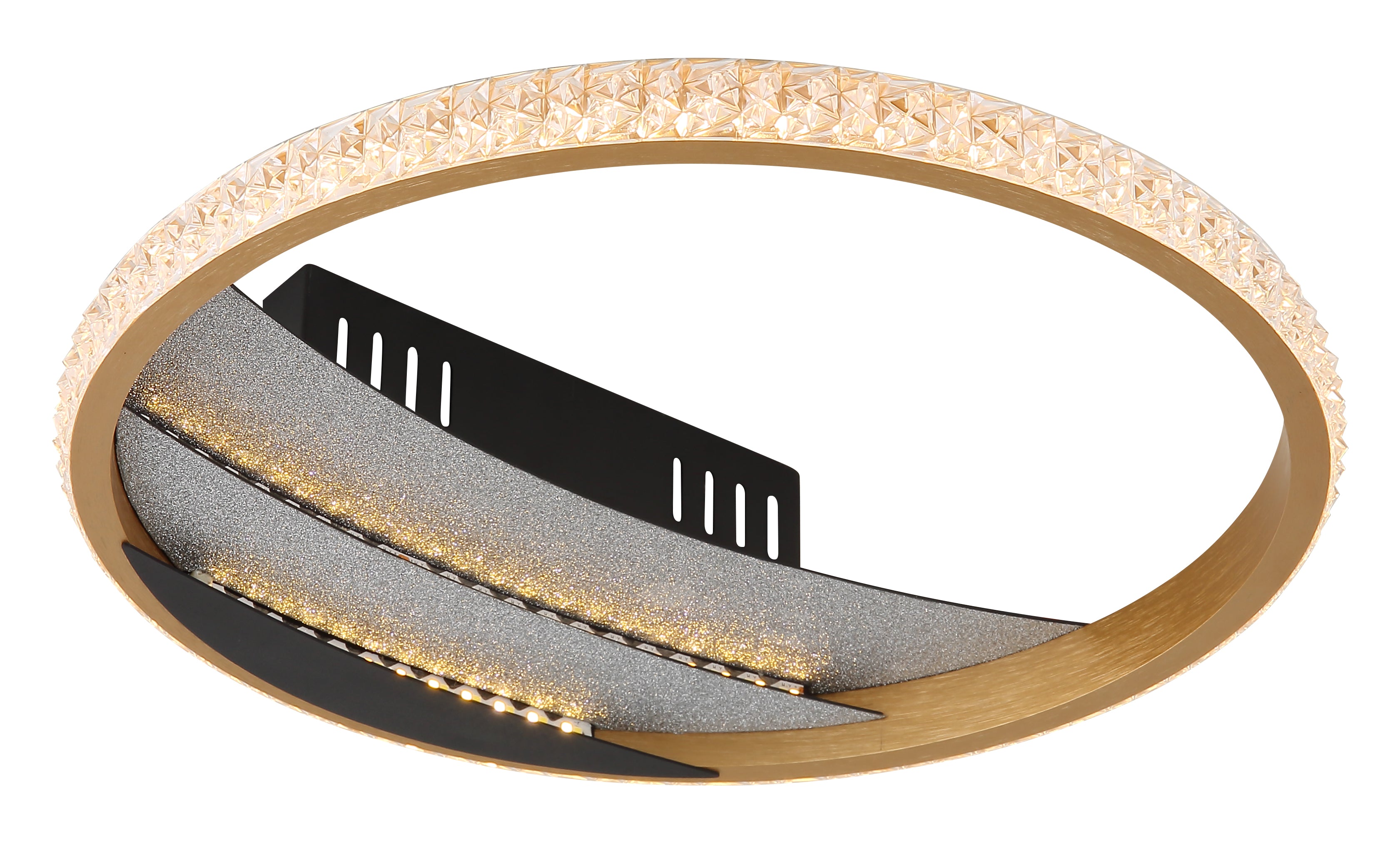 Globo Lighting CONSTANCE 48493-12 – Plafoniera LED rotonda in oro spazzolato e cristalli