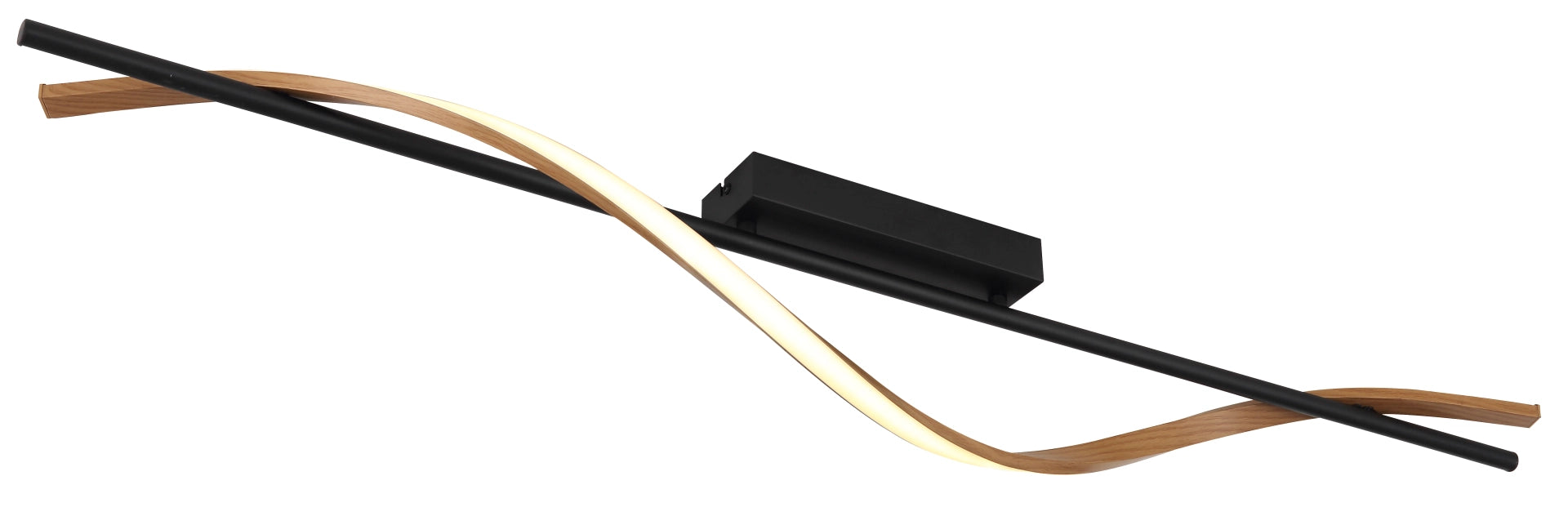 Plafoniera WATKINS Globo Lighting LED in Nero e Legno Scuro