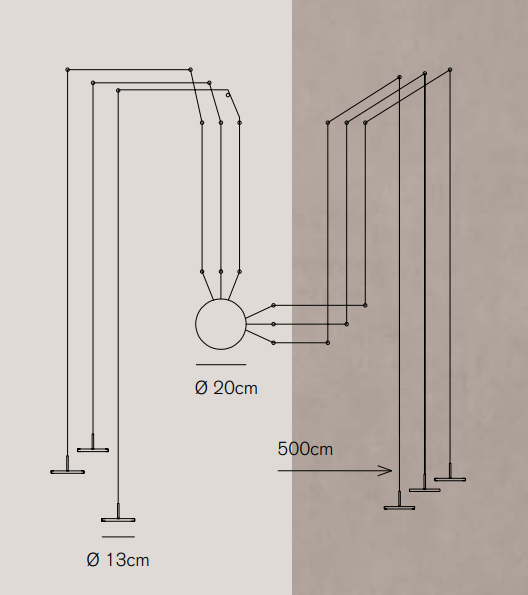 Vivida - Mystery Sospensione 6 Luci 60W 3000K - Sospensione