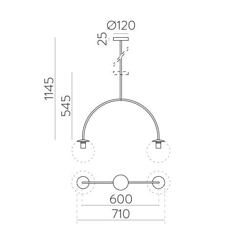 Parma Sospensione 2 Luci con Diffusore Decorativo Ø180 mm | ACB