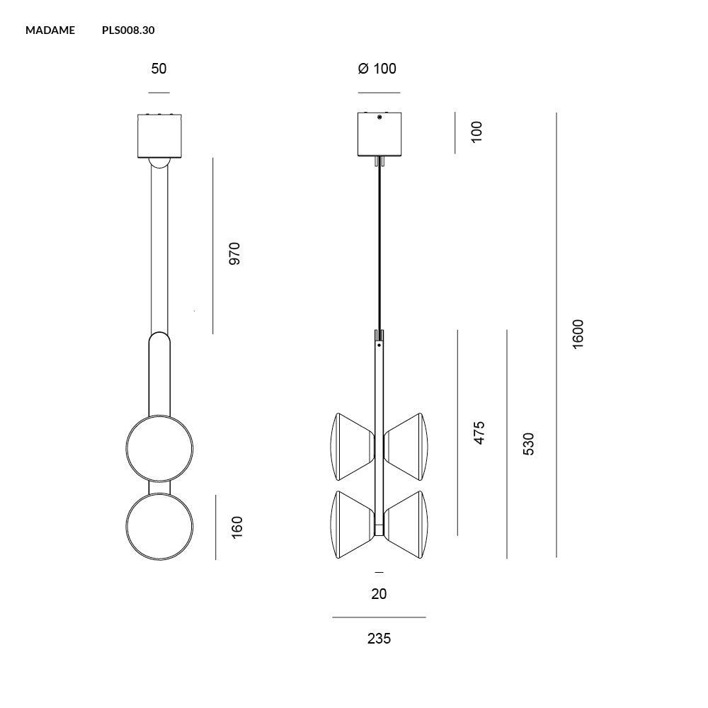Vivida - Madame - Lampadario 4 Luci