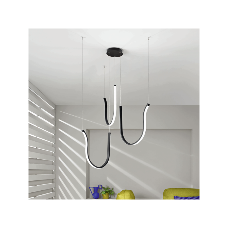 Ondaluce - ARQUA Ø22 – 103W – Design Curvo e LED Integrato | Finitura Nero