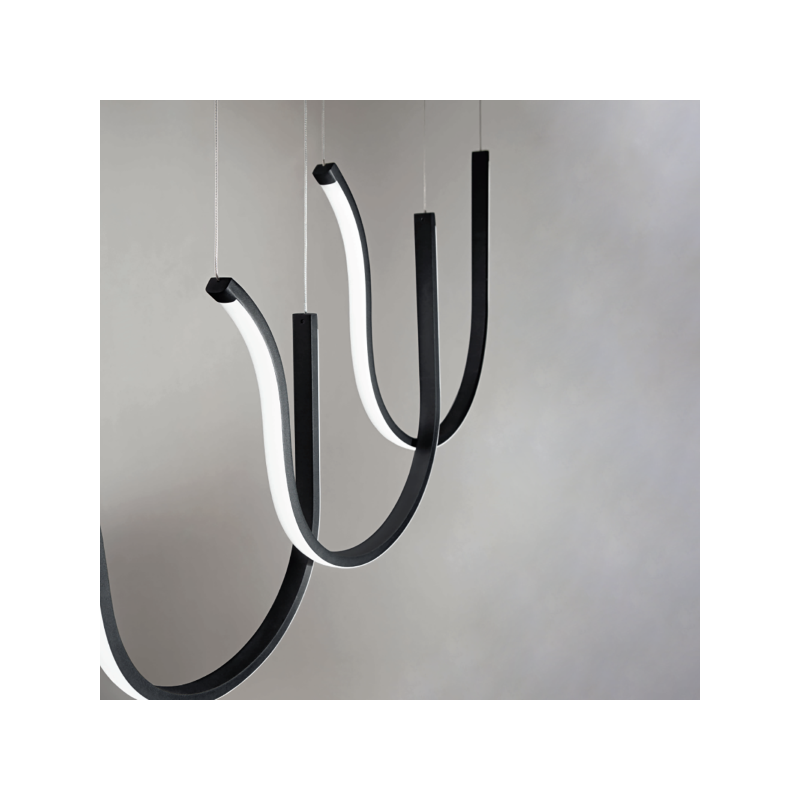 Ondaluce - ARQUA Ø22 – 103W – Design Curvo e LED Integrato | Finitura Nero