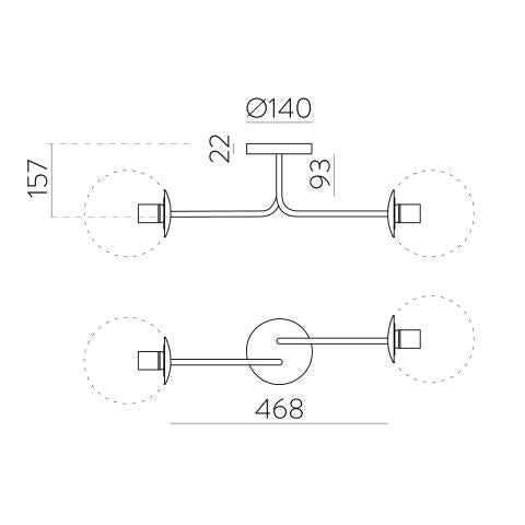 Parma Plafoniera 2 Luci con Diffusore Opale | ACB