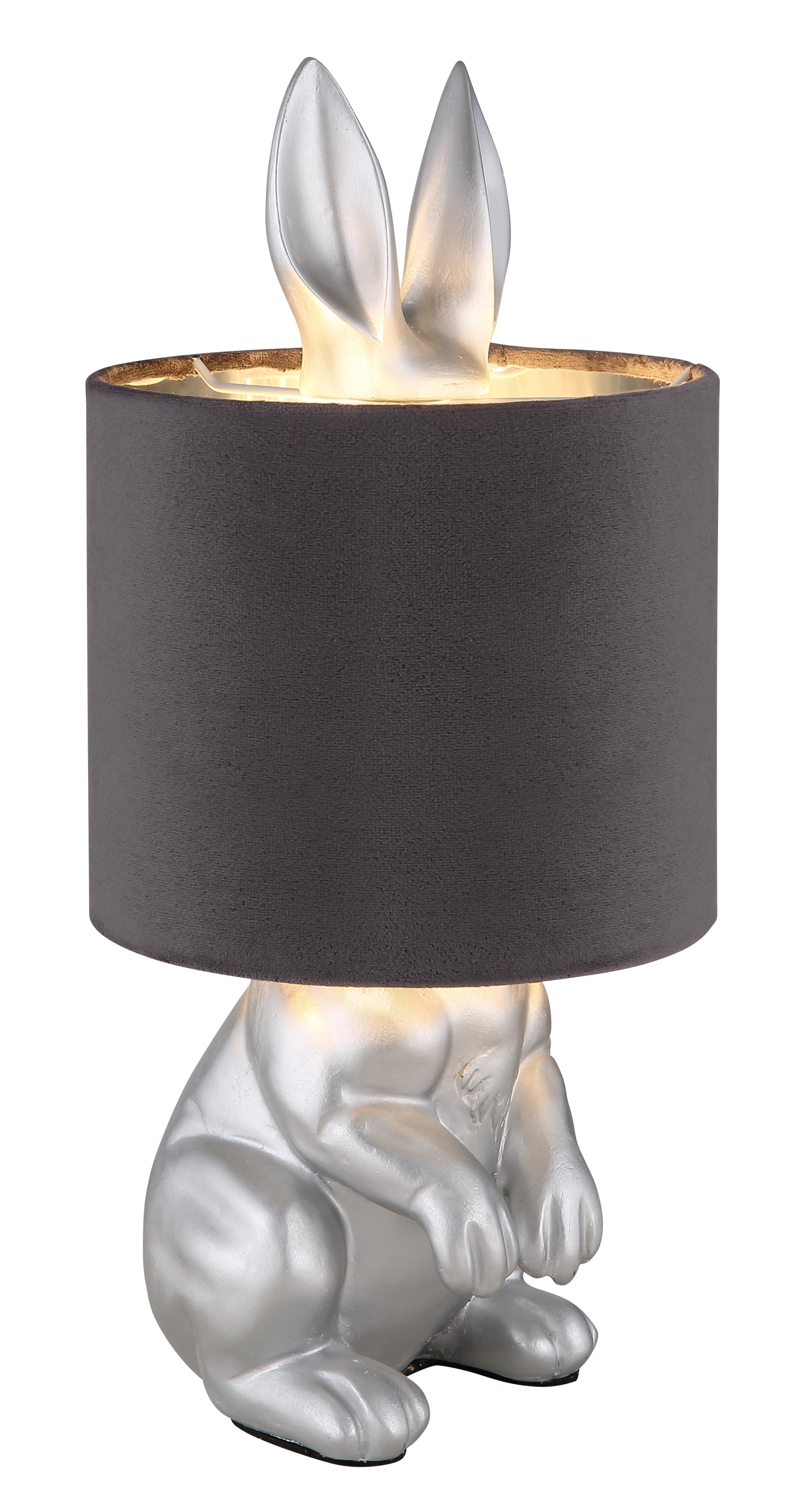 Lampada da Tavolo RABBIT Globo Lighting con Paralume in Velluto Grigio