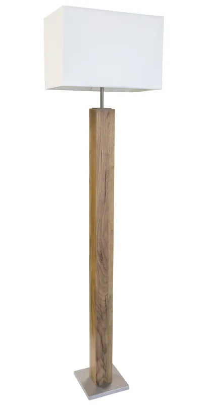Lampada da Terra GUMP Globo Lighting in Legno Chiaro e Paralume Tessile Beige
