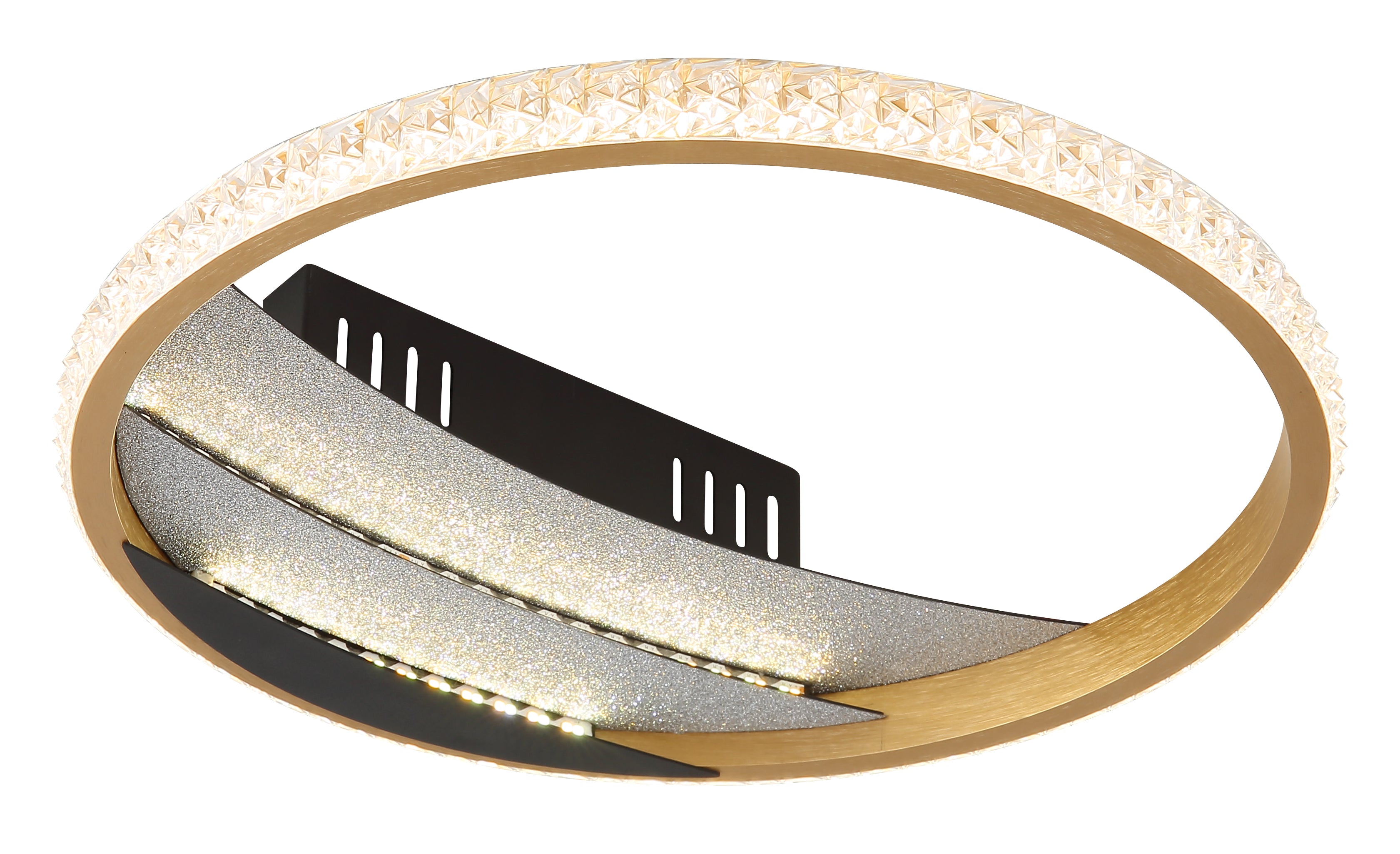 Globo Lighting CONSTANCE 48493-12 – Plafoniera LED rotonda in oro spazzolato e cristalli