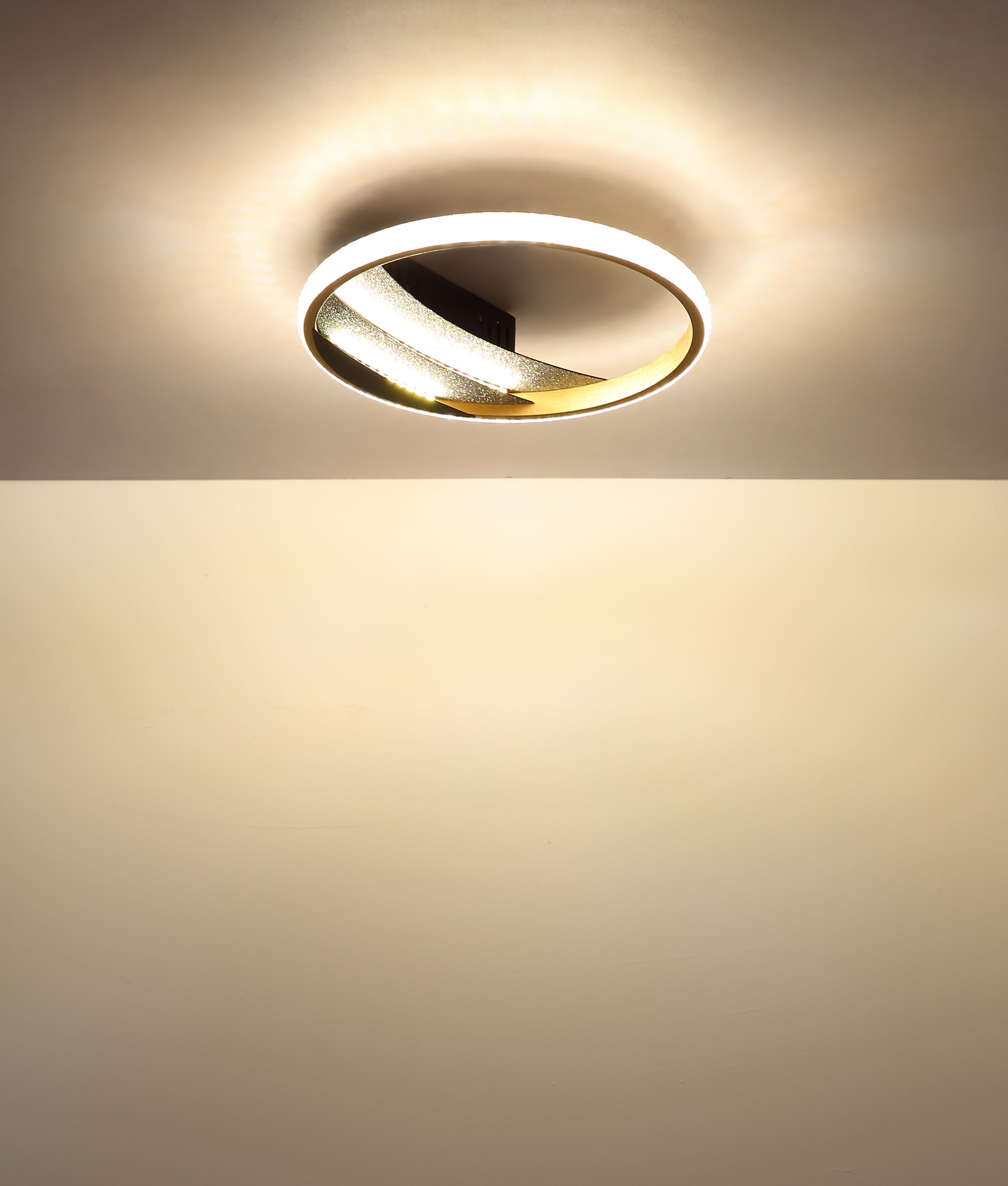 Globo Lighting CONSTANCE 48493-12 – Plafoniera LED rotonda in oro spazzolato e cristalli