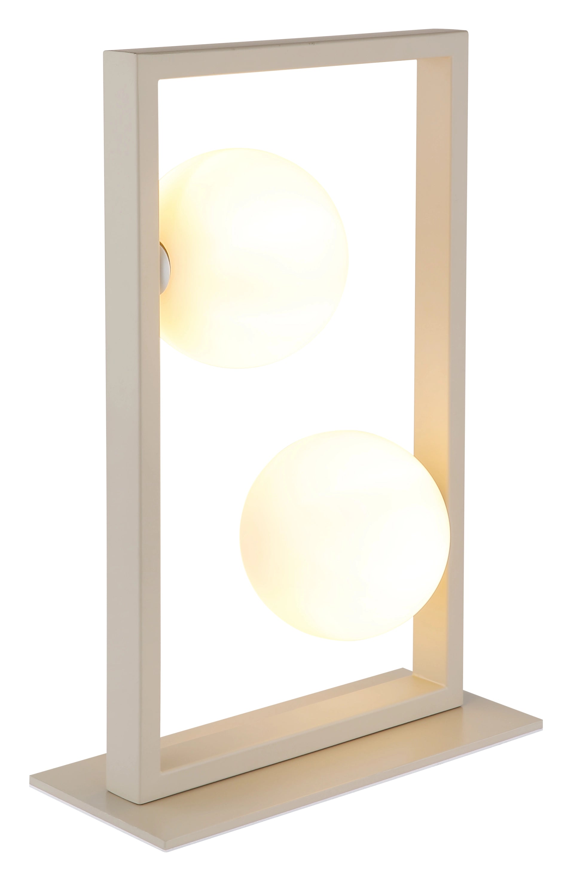 Lampada da Tavolo NANDA Globo Lighting in Metallo Sabbia e Vetro Opale