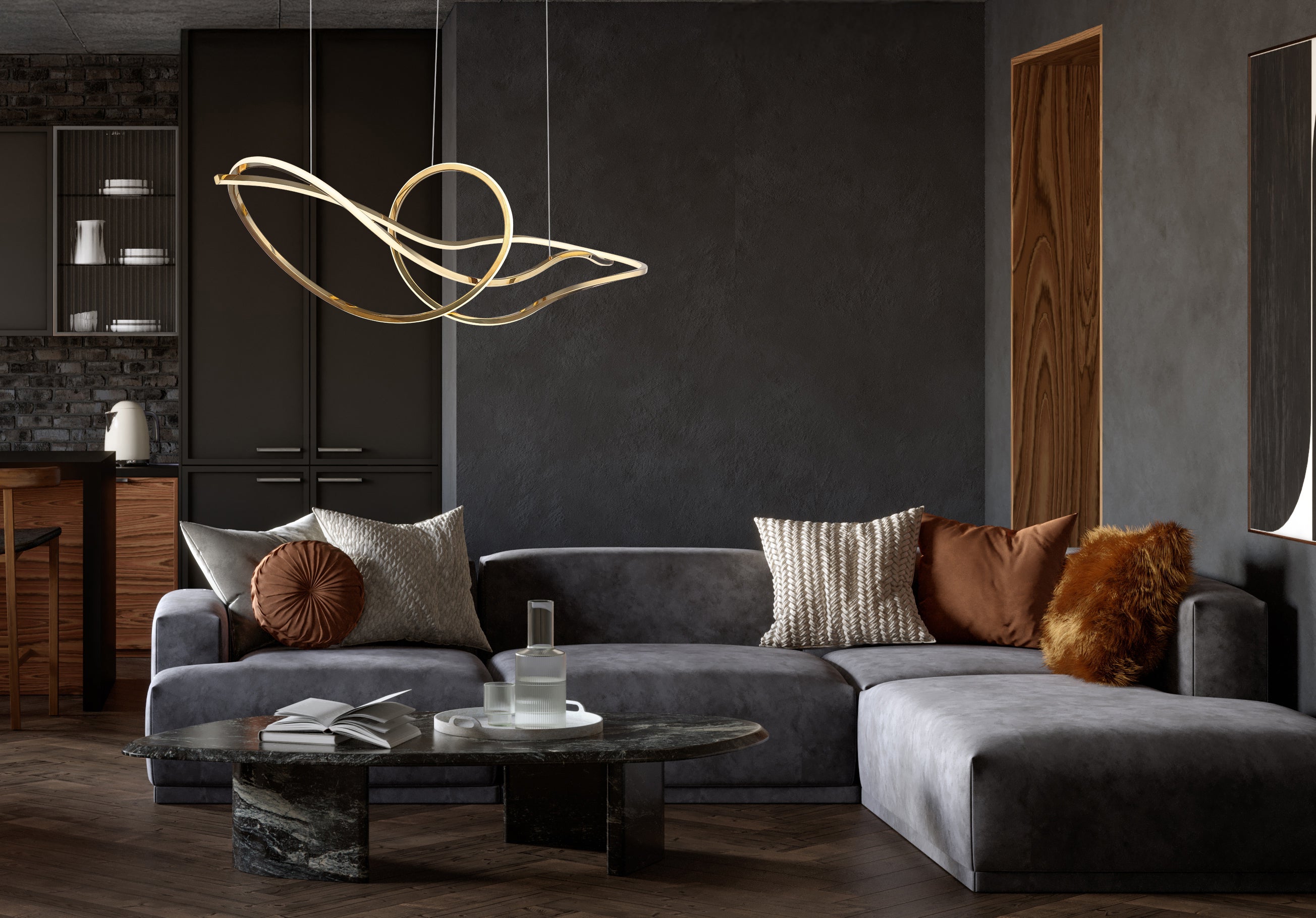 Globo Lighting - IDUNA – Lampada a Sospensione in Metallo Oro con LED Dimmerabile