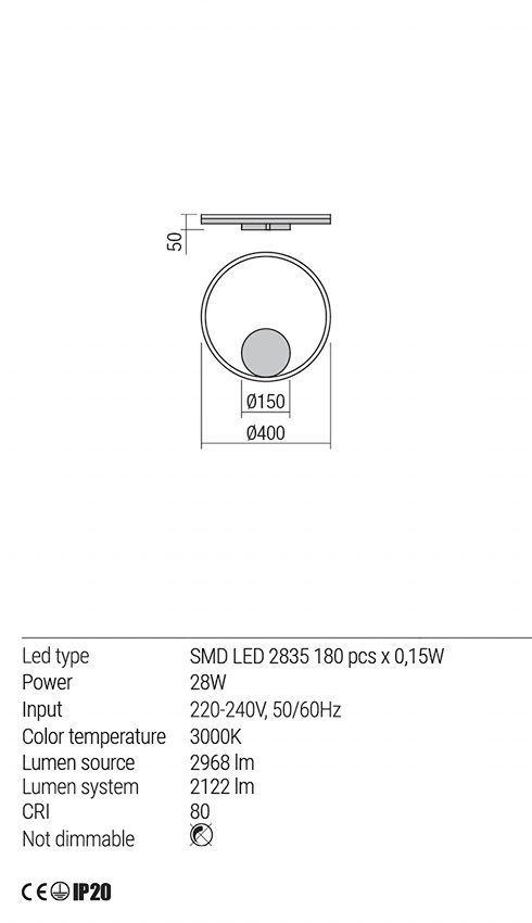 Redo - Orbit Bronzo Luce Indiretta - Triac(Dimmerabile)